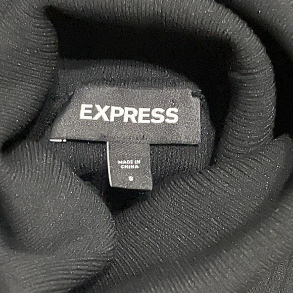 EXPRESS Black Turtleneck Sweater Military Gold Button Accent Balmain-Style Small - Picture 4 of 8